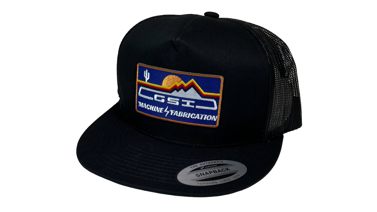 GSI Snapback Hat | Black / Black Mesh | Blue Patch