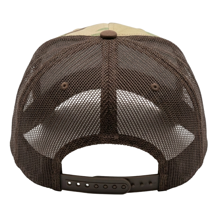 GSI Snapback Hat | Camo / Brown Mesh | Copper Patch