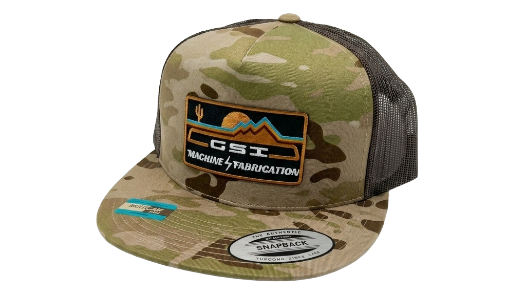 GSI Snapback Hat | Camo / Brown Mesh | Copper Patch