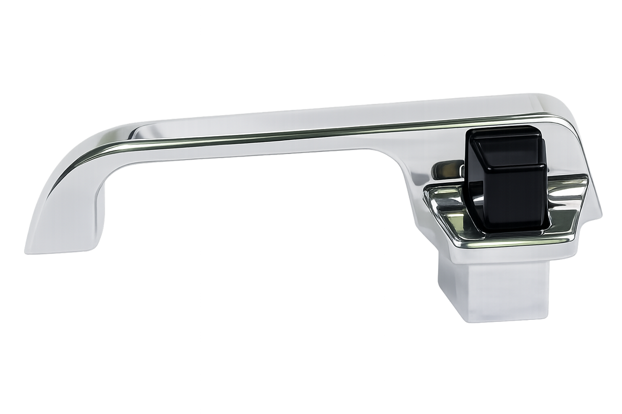 GSI polished smooth billet door handles with black button for 1973–1987 Chevy GMC C10 Squarebody truck