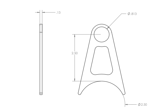 GSI exhaust hanger blueprint showing 2.5 inch pipe size and mounting dimensions
