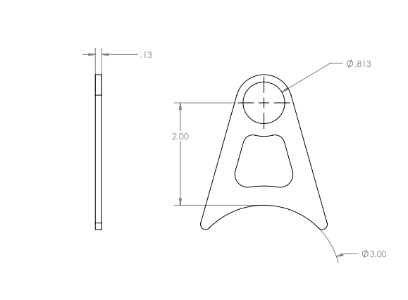 GSI stainless steel exhaust hanger blueprint showing 3 inch exhaust size and measurements