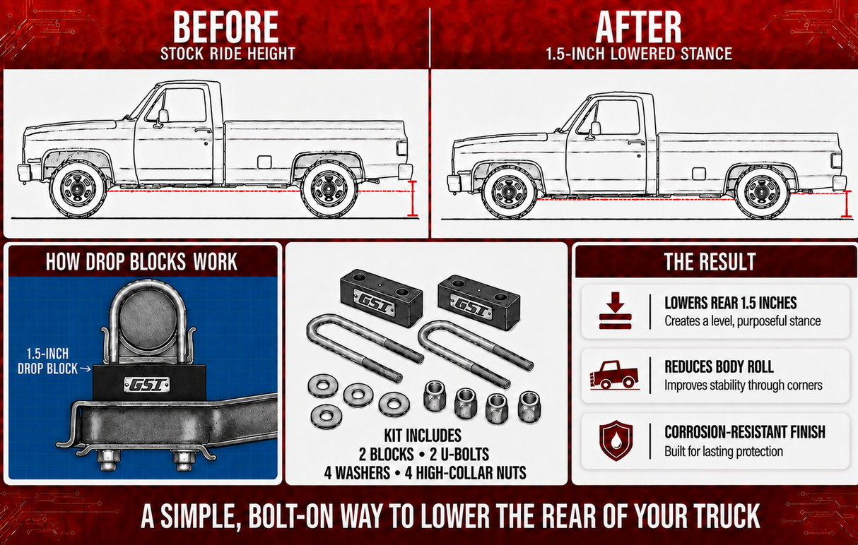 63-72 Chevy & GMC C10 1.5" Rear Drop Block Kit (Bolt-On)