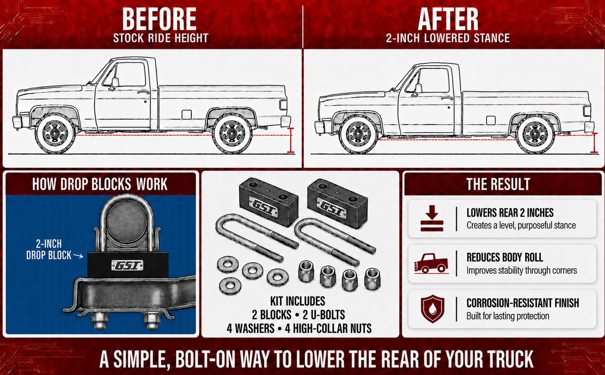63-72 Chevy & GMC C10 2.0" Rear Drop Block Kit (Bolt-On)