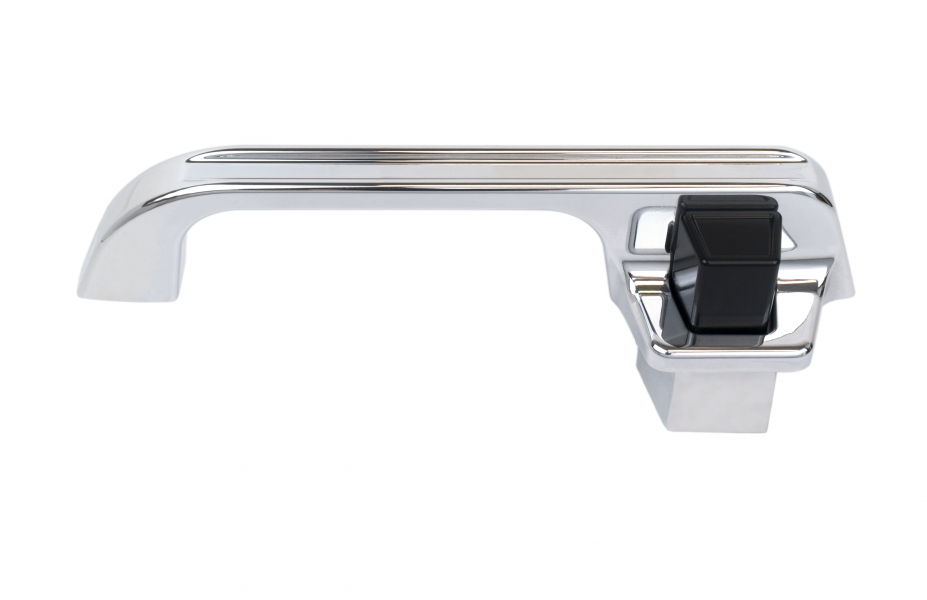 73-87 BILLET DOOR HANDLES, POLISHED FINISH, GROOVE, BLACK BUTTONS