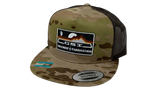 GSI Snapback Hat | Camo / Brown Mesh | White Patch