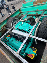 An installed steel, light weight Optima battery mount solution. Comes with hardware