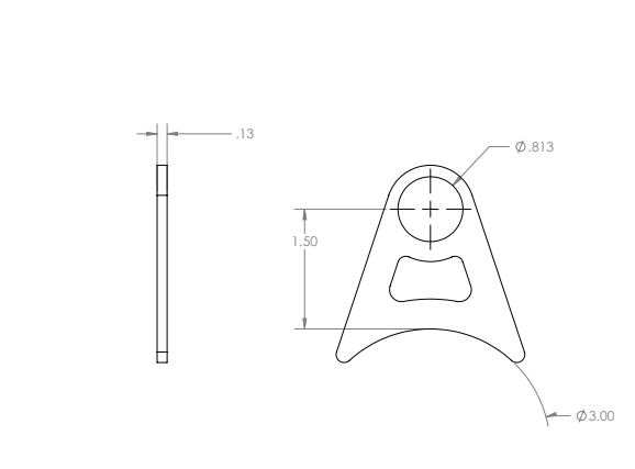 GSI exhaust hanger blueprint with 3.0 inch exhaust size and mounting dimensions