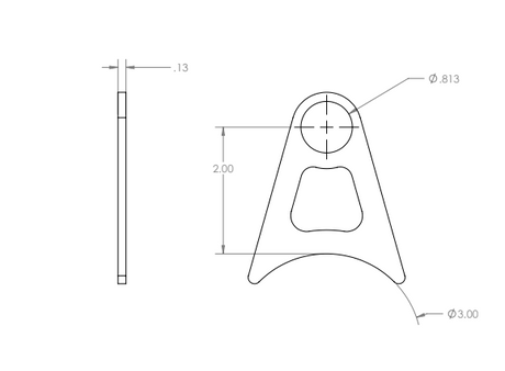 GSI stainless steel exhaust hanger blueprint showing 3 inch exhaust size and measurements
