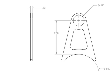 GSI exhaust hanger blueprint displaying 3.0 inch exhaust diameter and hanger dimensions