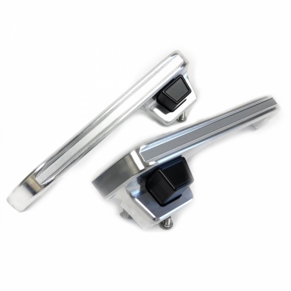 73-87 Billet Door Handles, Groove, Raw Finish, Black Buttons